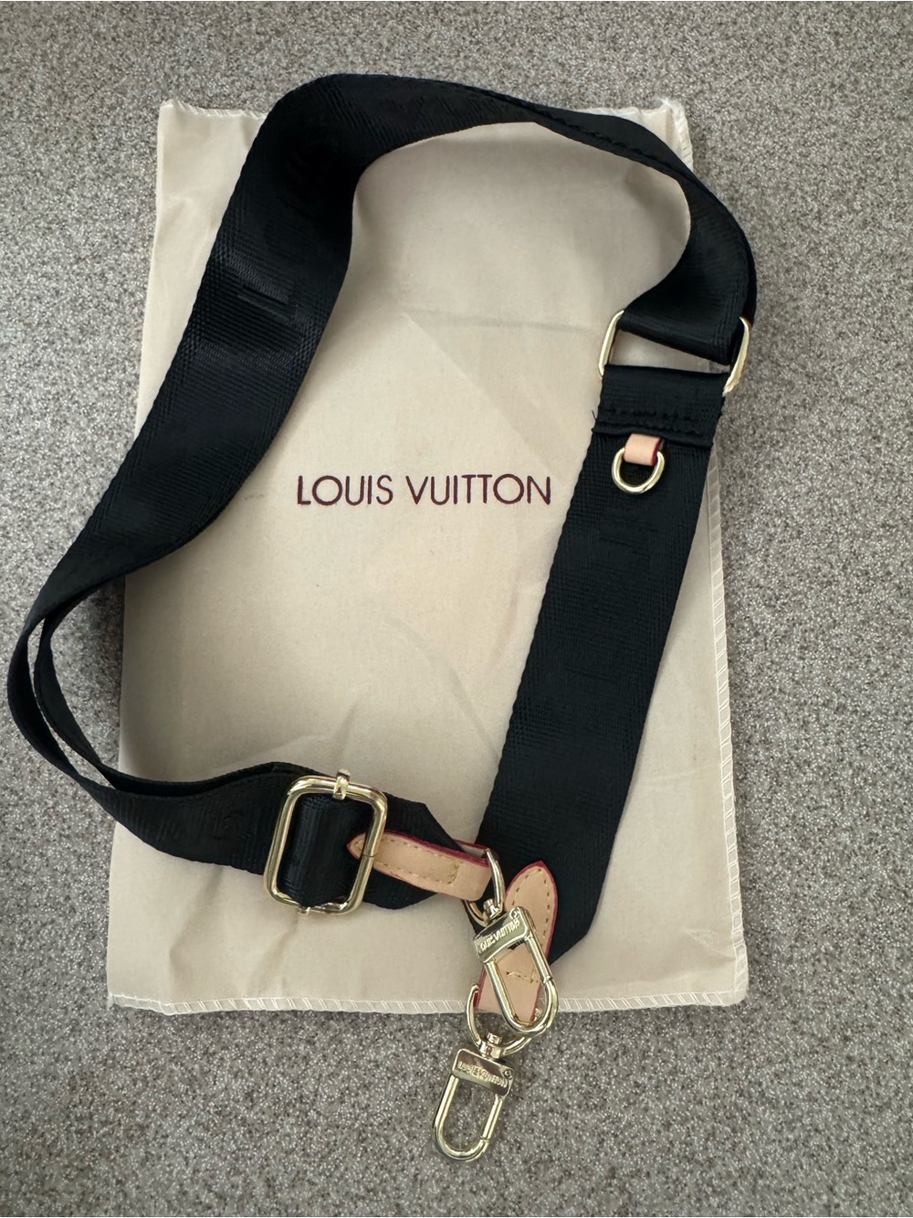Black Shoulder Strap with Gold Hardware